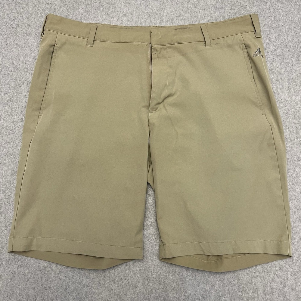 Adidas Shorts Men 36 Khaki Ultimate Climalite 3 Stripe Golf Performance Stretch